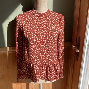Sienna Sky rust print silky blouse